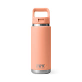 YETI Rambler 26 oz Water Bottle With Straw Cap in color Low Country Peach.
