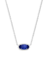 Elisa Silver Pendant Necklace In Cobalt Cats Eye