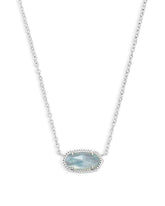 Elis Silver Pendant Necklace - Light Blue Illusion Front View
