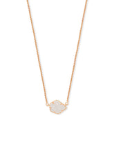 Tess Rose Gold Pendant Necklace - Iridescent Drusy Front View