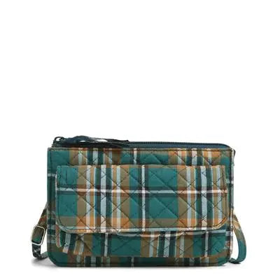 Plaid Pattern Sling Bag, Zipper Front Chest Purse, PU Leather Crossbody Bag  For Women