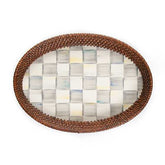Sterling Check Rattan & Enamel Tray - Small