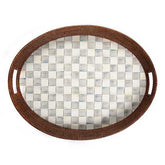 Sterling Check Rattan & Enamel Party Tray