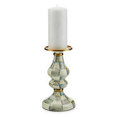 Sterling Check Enamel Pillar Candlestick Medium