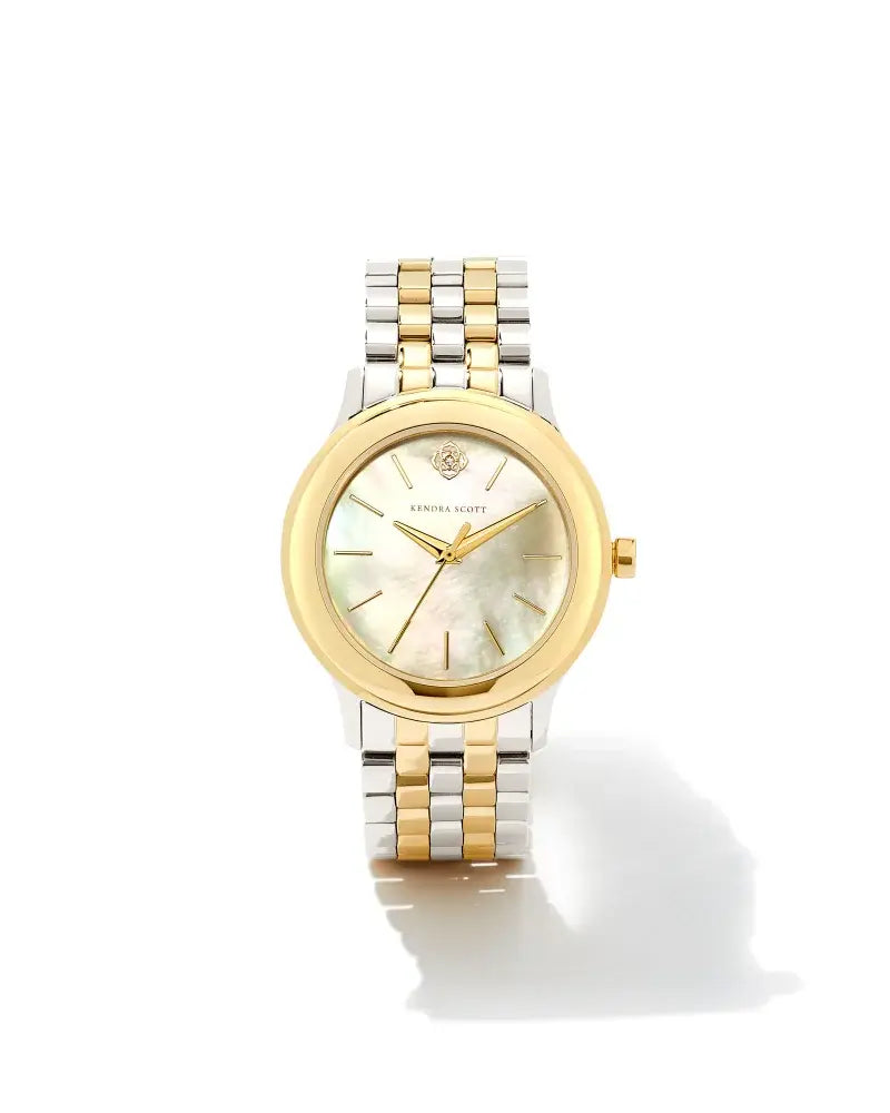 Alex 35mm Watch Two Tone Ivory Mother of Pearl Front View