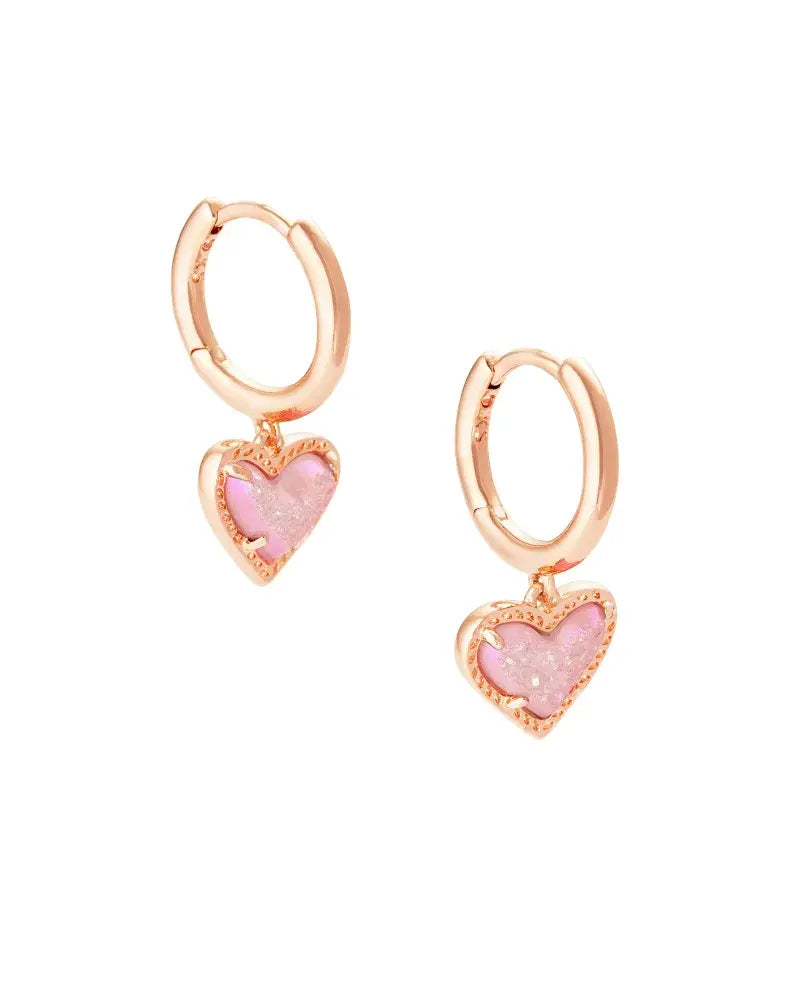 Ari Heart Huggie Earrings - Front View