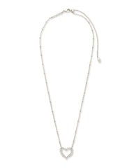 Ari Heart Crystal Pendant Necklace Rhodium - White Crystal Chain View