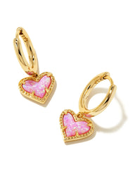 Ari Heart Huggie Earrings - Front View