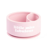 A Bella Tunno Wonder Bowl for kids in the color pink that reads, "little miss fabulous."