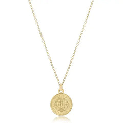 16" Necklace Gold - Blessing Gold Disc Front View