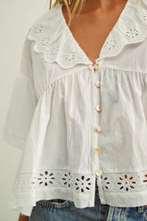 Chloe Eyelet Ruffled Blouse
