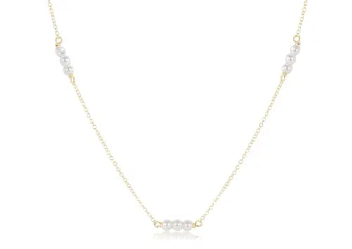 15" Choker Joy Simplicity Chain Gold -3mm Pearl Front View