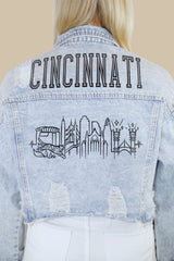 Cincinnati Skyline Denim Jacket For Women.
