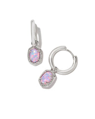 Kendra Scott Daphne Framed Huggie Earrings in Silver Lilac Kyocera Opal