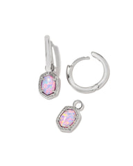 Kendra Scott Daphne Framed Huggie Earrings in Silver Lilac Kyocera Opal