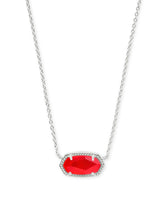 Elisa Short Pendant Necklace Rhodium Red Illusion Front View