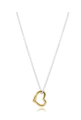 16" Necklace Sterling Mixed Metal - Love Gold Charm