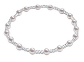 Classic Sincerity Pattern Sterling 4mm Bead Bracelet - Pearl