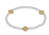Signature Cross Sterling Mixed Metal Pattern 3mm Bead Bracelet - Gold