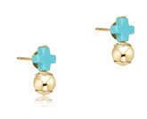 Signature Cross Turquoise Stud - Gold