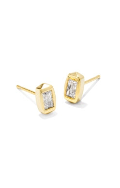 Fern Cyrstal Stud Earrings - Gold White Crystal - Kendra Scott
