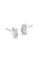 Fern Cyrstal Stud Earrings - Silver White Crystal - Kendra Scott