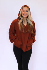 Fern Waffle Knit Hooded Top Front View