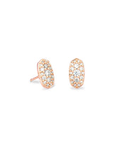 Grayson Crystal Stud Earrings Rose Gold Whit CZ Front View