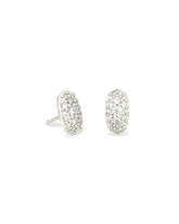 Grayson Crystal Stud Earrings Rhodium White CZ Front View