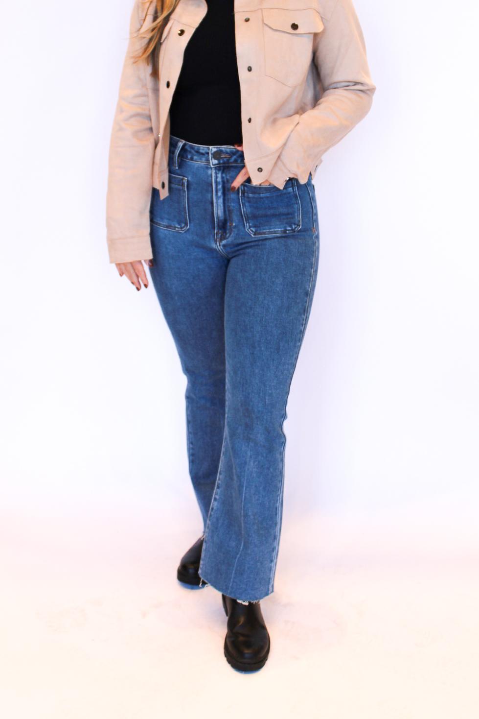 High-Rise Raw Hem Flare Jeans (Color : Black, Size : X-Small) : :  Clothing, Shoes & Accessories