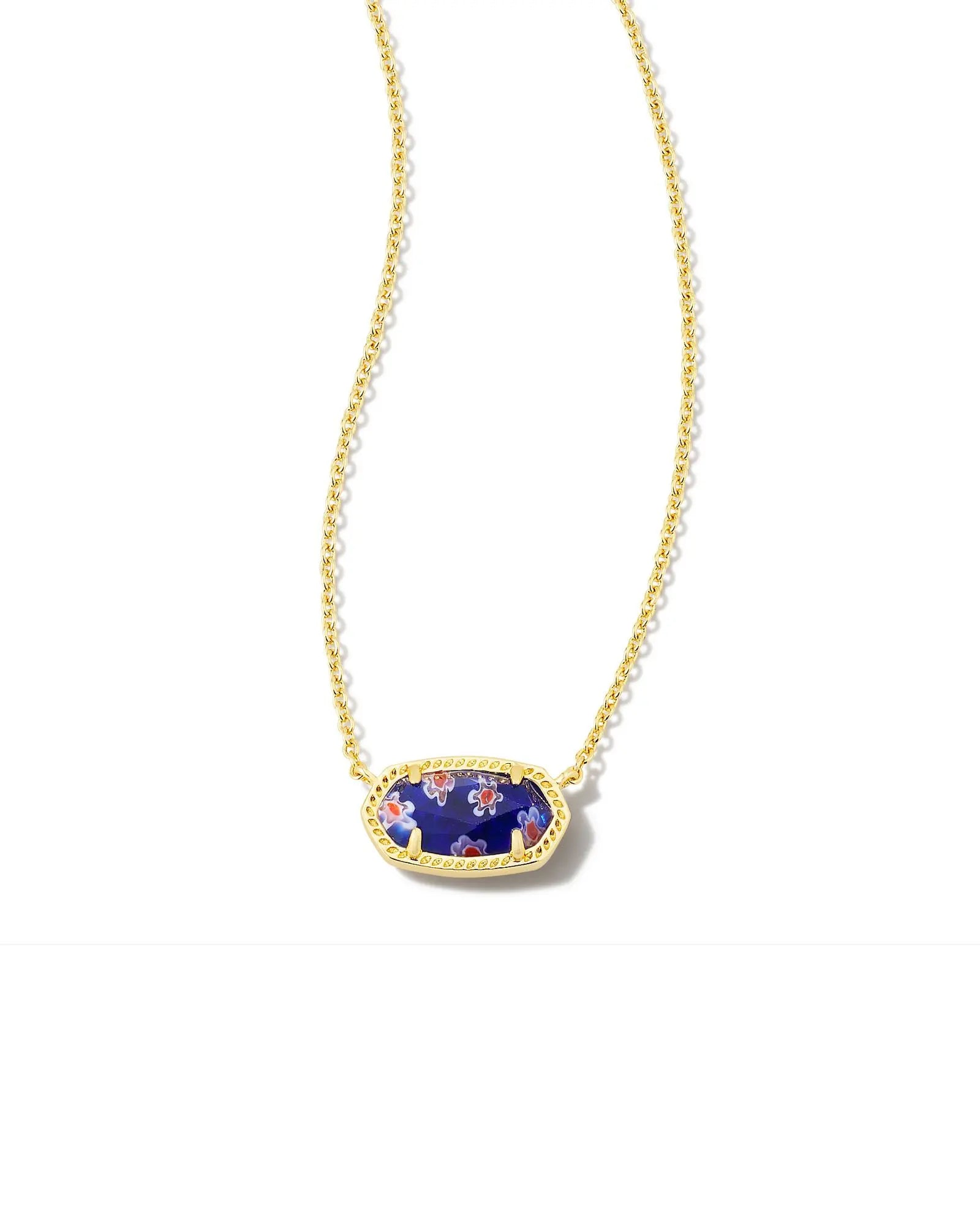 Elisa Gold Pendant Necklace in London Blue Glass