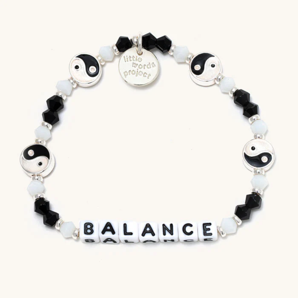 A white and black bead bracelet from Little Words Project.