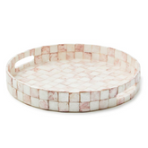 Rosy Check Capiz Round Tray