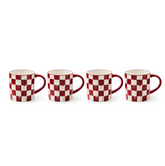 Cherry Check Mugs, Set Of 4