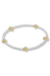 Signature Cross Small Sterling Mixed Metal Pattern 2mm Bead Bracelet - Gold