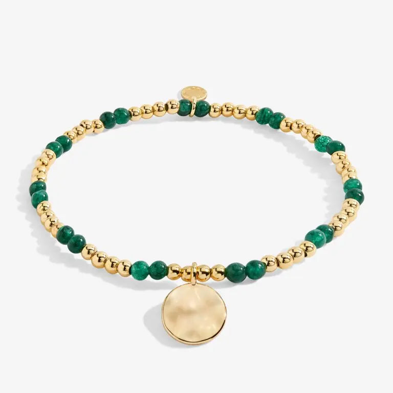 A Little Birthstone May Green Agate - Gold Bracelet Front View