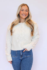 Pearl Button Down Knit Cardigan Front View