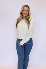 Pearl Button Down Knit Cardigan Front View