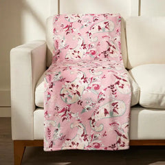 Plush Throw Blanket Botanical Paisley Pink Chair View
