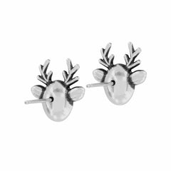 Reindeer Glitz Red Mini Post Earrings in Silver 