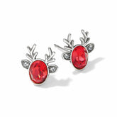Reindeer Glitz Red Mini Post Earrings in Silver and Red
