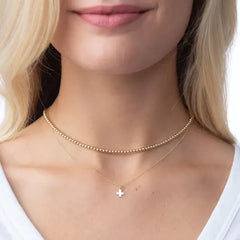16" Necklace Gold - Signature Cross Gold Charm Close Up