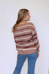 Stripe Henley Sweater Back View