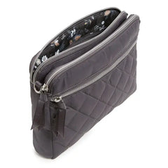 Triple Compartment Crossbody Shadow Gray Inside Pattern View