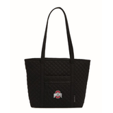 A Vera Bradley NCAA Small Vera Tote in all black, with the Ohio State University logo on the front.