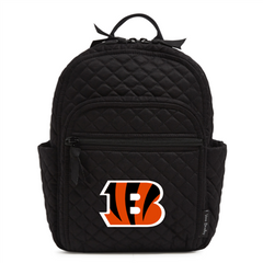A Vera Bradley backpack in all black, with the Cincinnati Bengals primary logo on the front. From NFL solid black NFL collection.