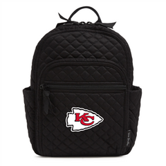 A Vera Bradley backpack in all black, with the Kansas City Chiefs primary logo on the front. From NFL solid black NFL collection.