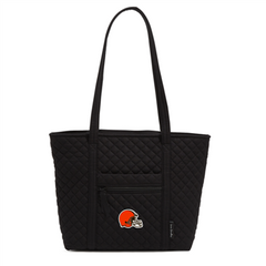 Vera Bradley black tote bag with the Cleveland Browns primary logo. From Vera Bradley's NFL collection.