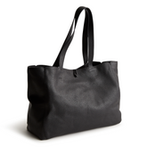A black color tote bag from Vera Bradley New Day launch. The tote bag is made out of leather, and is shown in the Vera Bradley Pattern Moonless Night.