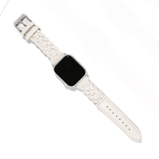 A white leather Apple Watch band from Brighton. 1500